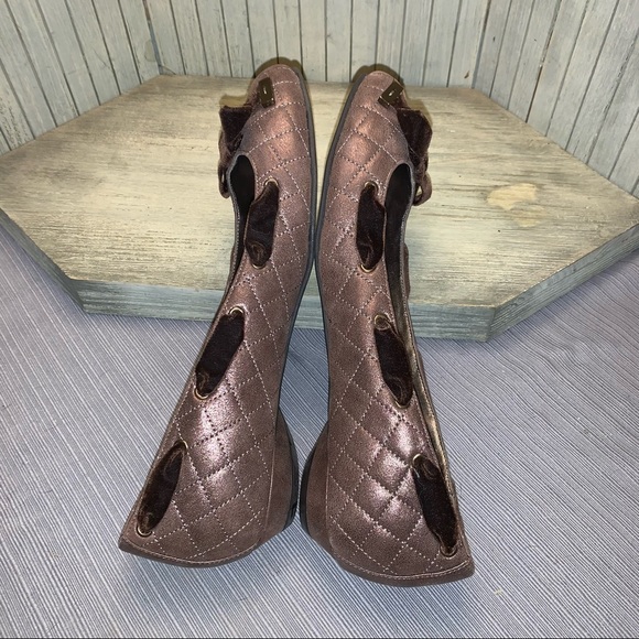 NWOT Parisian Brown Leather and Velvet Ballet Shoe Flats 9.5M - Picture 5 of 9